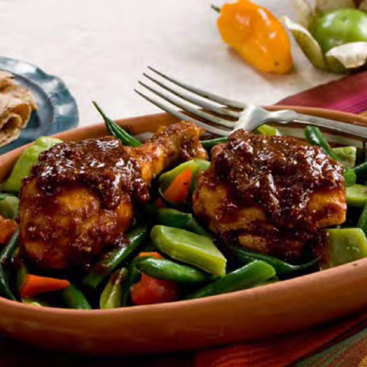 Chicken and Vegetables with Mole Sauce